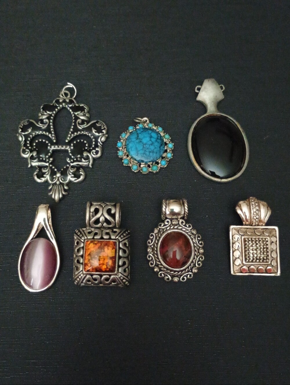 Vintage-Inspired  Mixed Stone Pendant Set - Women Jewelry Pendant Lot